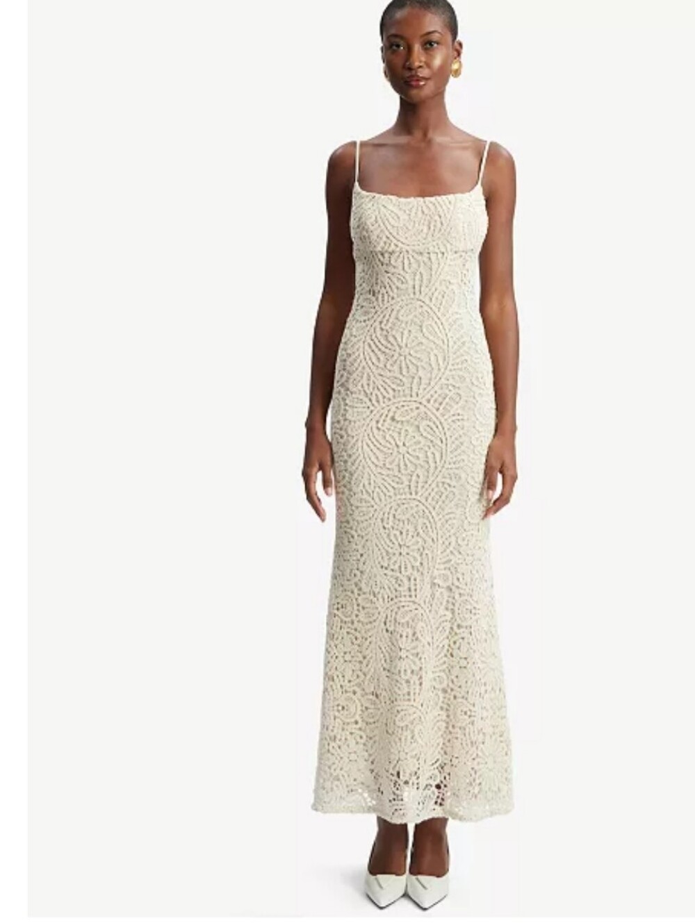Anthropologie Bardot Adoni Ivory Crochet Lace Midi Dress Bridal Wedding Size 10